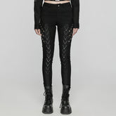 WK-648NCF Edgy Black Punk Pants with Striking Metal Rivet Details?-??Punk Rave Clothing