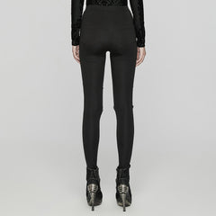 WK-653DDF Gothic Lace-Embroidered Slim-Fit Elastic High-Waisted Pants?-??Punk Rave Clothing