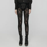 WK-655DDF Gothic Lace Pattern Slim-Fit black Leggings?-??Punk Rave Clothing