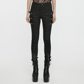 WK-656XCF Edgy Buckle Strap Gothic Punk Pants High Waist Design?-??Punk Rave Clothing