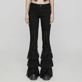 WK-657NCF Vintage Lace Gothic Flare Pants With Corset Detail?-??Punk Rave Clothing