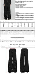 WK-658NCF Gothic Punk Pants Cross Patch Straight black Aesthetic Design?-??Punk Rave Clothing