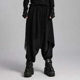 WK-662XCM Gothic Drop Crotch Mesh Layered Punk Pants?-??Punk Rave Clothing