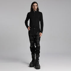 WK-664XCM Edgy Punk Pants with Straps and Buckles Design