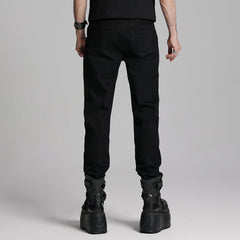 WK-674XCM Steampunk Goth Eyelet Accent Slim-Fit Punk Pants?-??Punk Rave Clothing