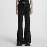 WK-680XCF Gothic Lace Up Flared Punk Pants Stud Accents
