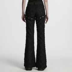 WK-680XCF Gothic Lace Up Flared Punk Pants Stud Accents