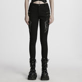 WK-693NCF Edgy Punk Pants Studded High Waist Skinny Design