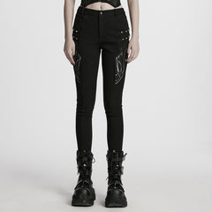 WK-693NCF Edgy Punk Pants Studded High Waist Skinny Design
