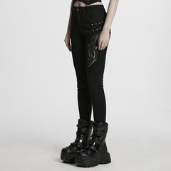 WK-693NCF Edgy Punk Pants Studded High Waist Skinny Design