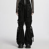 WK-694NCF Edgy Punk Pants with Buckles and Mesh Details