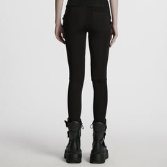 WK-695DDF Gothic Punk Pants with Zipper and Buckle Details