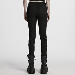 WK-703NCF Gothic Lace-Up Punk Pants with Ribbed Panel Accents
