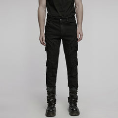 WK-706NCM Mens Distressed Cargo Punk Pants with Tactical Style Pockets