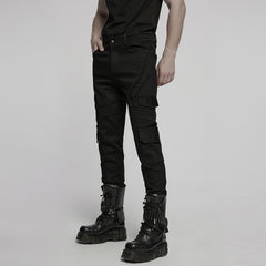 WK-706NCM Mens Distressed Cargo Punk Pants with Tactical Style Pockets