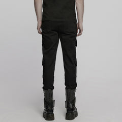 WK-706NCM Mens Distressed Cargo Punk Pants with Tactical Style Pockets