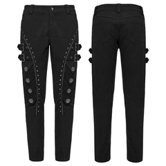 WK-715XCM Edgy Zippered Buckle Accent Punk Pants with Rivet Details