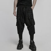 WK-716DQM Gothic Street Style Black Punk Pants with Chain Details