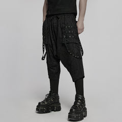 WK-716DQM Gothic Street Style Black Punk Pants with Chain Details