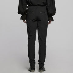 WK-717XCM Edgy Black Gothic Punk Pants with Lace Panel Details