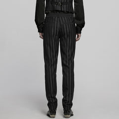 WK-723XCM Mens Gothic Striped Slim-Fit Steampunk Trousers