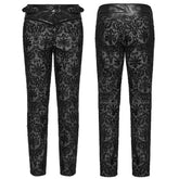 WK-725XCM Gothic Pants Black Lace Velvet Brocade High Waist Trousers