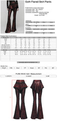 WK-731XCF Gothic Pants Flare Lace Overlay Metallic Burgundy Design