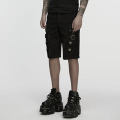 WK-735XDM Mens Gothic Buckle Studded Cargo Punk Pants Shorts