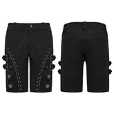 WK-735XDM Mens Gothic Buckle Studded Cargo Punk Pants Shorts