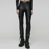 WK-739DDF Edgy Gothic Punk Pants with Leather Strap Detailing
