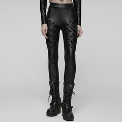WK-739DDF Edgy Gothic Punk Pants with Leather Strap Detailing