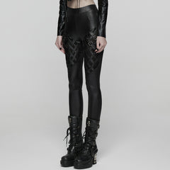WK-739DDF Edgy Gothic Punk Pants with Leather Strap Detailing