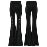 WK-745XCF Gothic Velvet Flare Pants with Lace Detail and Corset Waist