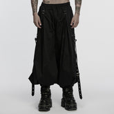 WK-749XCM Wide-Leg Punk Pants with Adjustable Straps and Metal Accents