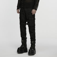 WK-754XCM Gothic Buckle Cargo Punk Pants with Straps Design
