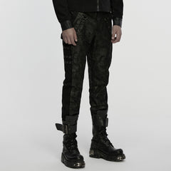 WK-755XCM Edgy Buckled Punk Pants with Distressed Gothic Aesthetic