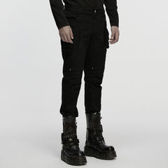 WK-756XCM Urban Edge Black Tactical Punk Pants with Quilted Panels