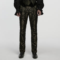 WK-759XCM Gothic Pants Vintage Floral Patterned Brocade Slim Fit Statement