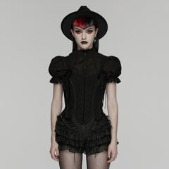 WK-768XDF Gothic Skirt Layered Black Lace Ruffle Detailed Design