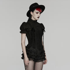 WK-768XDF Gothic Skirt Layered Black Lace Ruffle Detailed Design