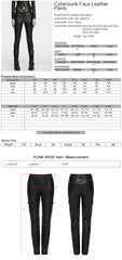 WK-826PCF Black Leather Punk Pants with Ribbed Knee and Zipper Detail