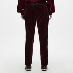 WK-832XCM Velvet Gothic Pants with Lace Side Panels Unisex Trousers