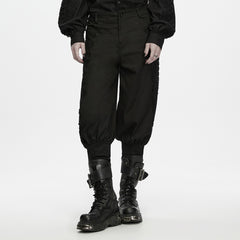 WK-836XCM Men s Gothic Pants Black Lace Trim Vintage Tapered Design