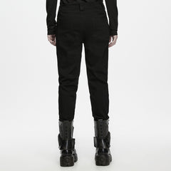 WK-837NCM Mens Gothic Military Buttoned Black Punk Pants