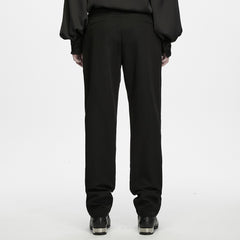 WK-839DQM Gothic Black Asymmetrical Panel Pleated Punk Pants