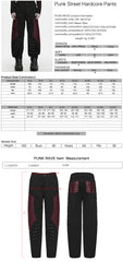 WK-842XCM Punk Pants Black Cargo with Red Quilted Panels and Studded Accents