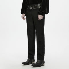 WK-843XCM Men s Gothic Pants with Belted Waist and Embroidered Seams