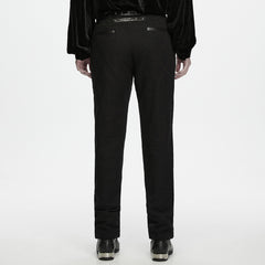WK-843XCM Men s Gothic Pants with Belted Waist and Embroidered Seams