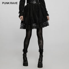 WLQ-101BQF Lolita ragged texture knitted skirt?-??Punk Rave Clothing