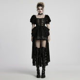WLQ-109LQF Gothic Dress Victorian Steampunk Lace-Up High-Low Hem